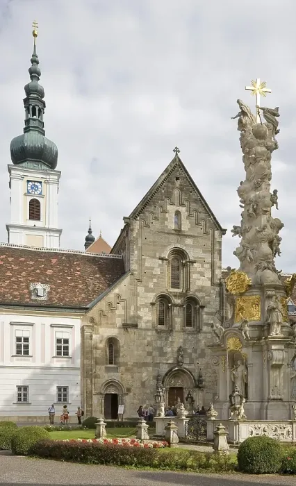 Framed Print : Cistercian's monastery Heiligenkreuz with Trinity column Lower Austria AustriaCistercian's monastery Heiligenkreuz