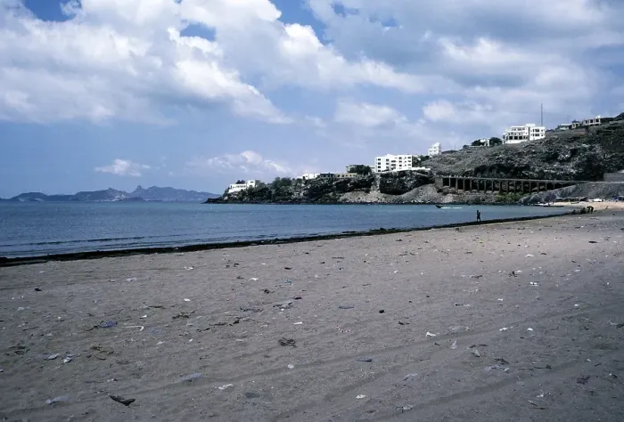 Framed Print : City of Aden, Yemen, 1998 Polluted beach at Elephant Bay, Asia