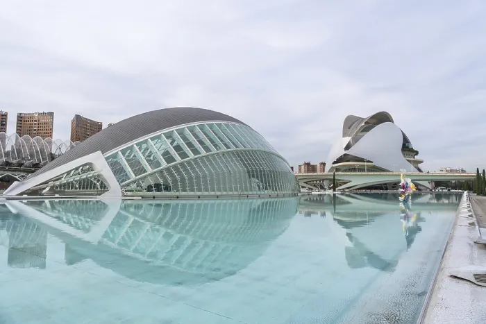 Framed Print : City of arts and sciences in valencia featuring futuristic l'hemisferic