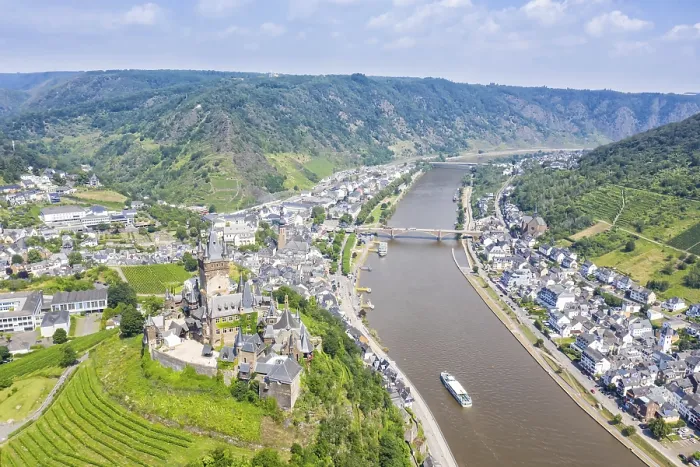 Framed Print : City of Cochem on the Moselle River with Reichsburg Castle in Cochem