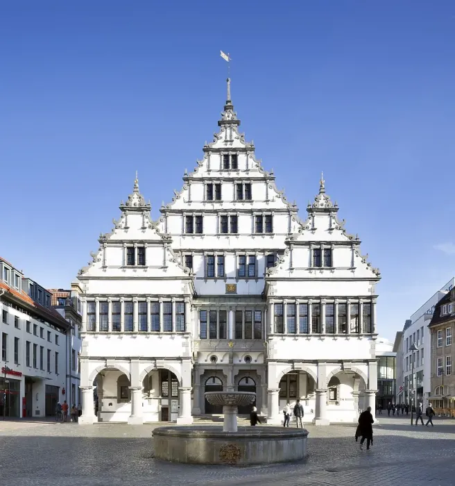 Framed Print : City hall at dusk, Weser Renaissance