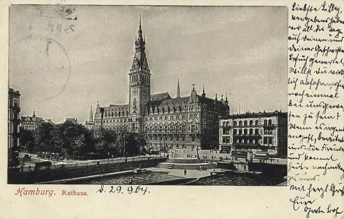 Framed Print : City Hall, Hamburg, Germany, postcard with text Framed Print : City Hall, Hamburg, Germany, postcard with text