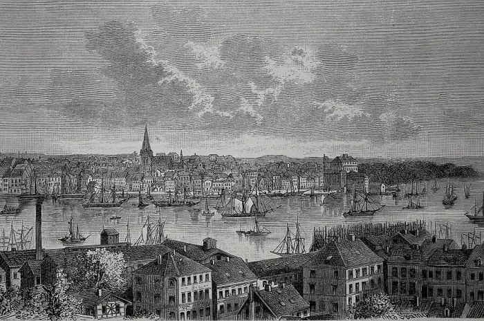 Framed Print : The city of Kiel in Germany, in 1880 Framed Print : The city of Kiel in Germany, in 1880