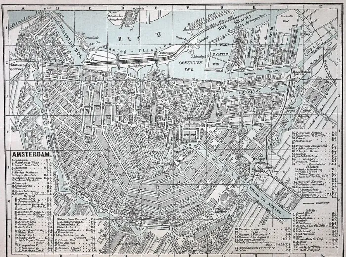 Framed Print : City map of Amsterdam, c. 1880