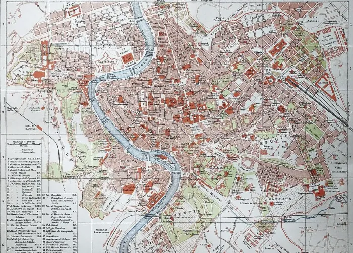Framed Print : City map of Rome, Italy, 1895, digitally restored reproduction of an original 19th-century map