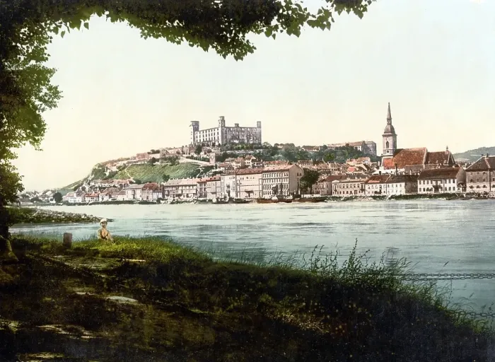 Framed Print : City of Pressburg, today Bratislava, Oesterreich-Ungarn, Oesterreichisch-Ungarisches Kaiserreich, Oesterreichisch-Ungarische Monarchie, heute Slowakei, Historical, around 1900, digitally restored reproduction from a 19th century original