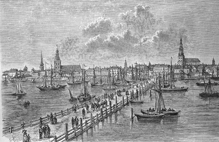 Framed Print : City of Riga in Latvia, in 1880 Framed Print : City of Riga in Latvia, in 1880