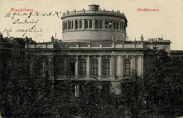 Framed Print : The city theatre in Magdeburg, Saxony-Anhalt