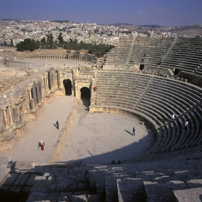 Framed Print : City Theatre, Oval Forum, Jerash (Jerash), Jordan Framed Print : City Theatre, Oval Forum, Jerash (Jerash), Jordan