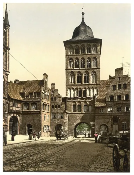 Framed Print : City tower in Luebeck, Schleswig-Holstein