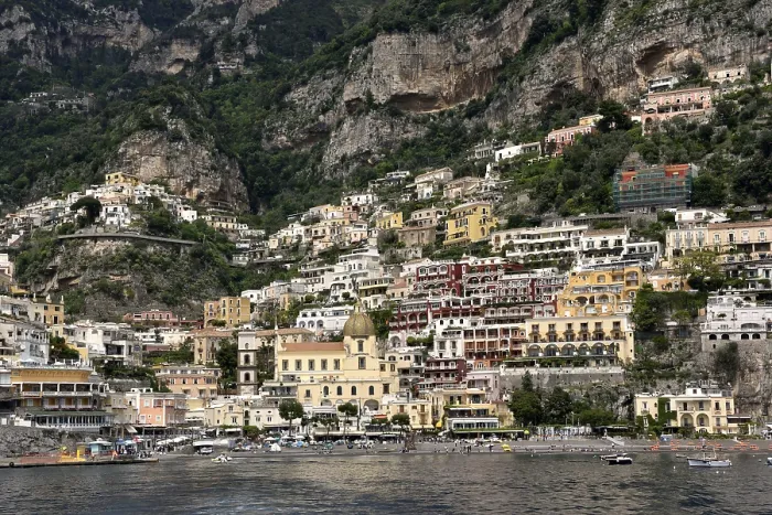 Framed Print : City View Positano with its church of Santa Maria Assunta