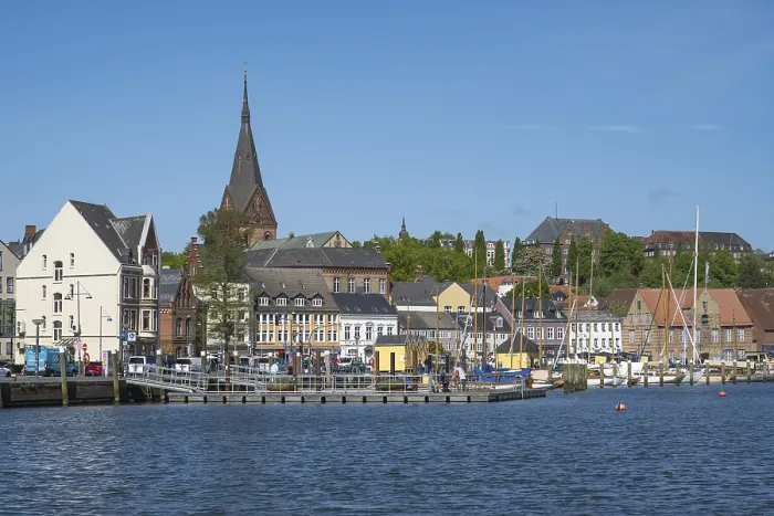 Framed Print : City view with St. Marien church