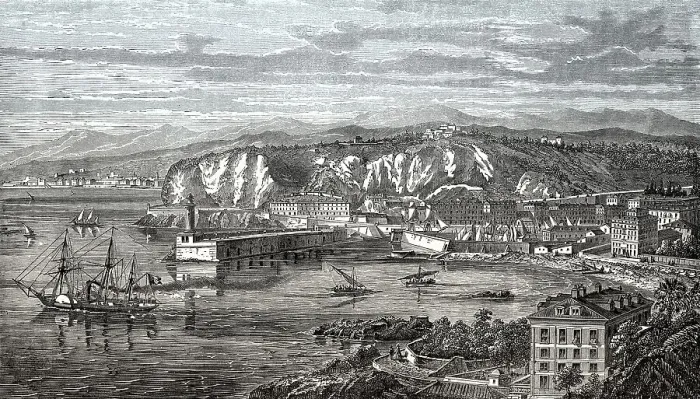 Framed Print : Cityscape of Nice, 19th century Framed Print : Cityscape of Nice, 19th century