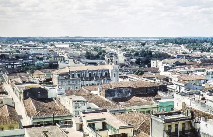 Framed Print : Cityscape roofs, Cuba around 1960