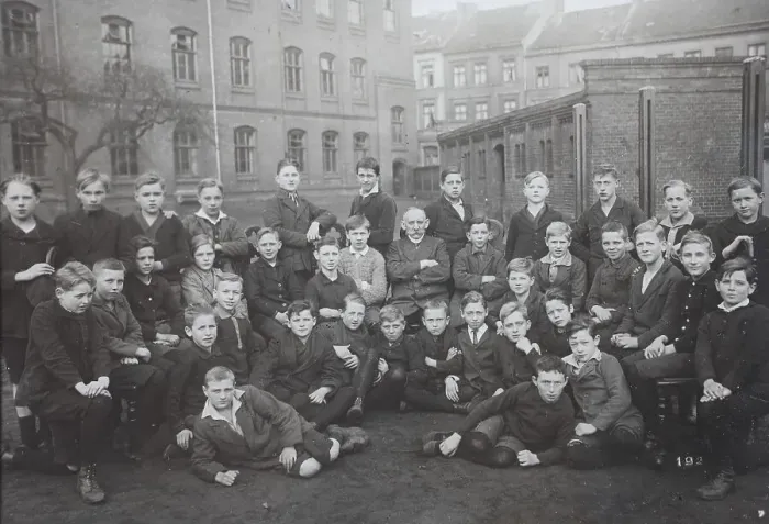 Framed Print : Class photo, school class, boys class with teacher