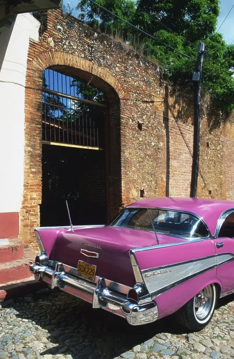 Framed Print : Classic car, Chevrolet, Trinidad, Cuba