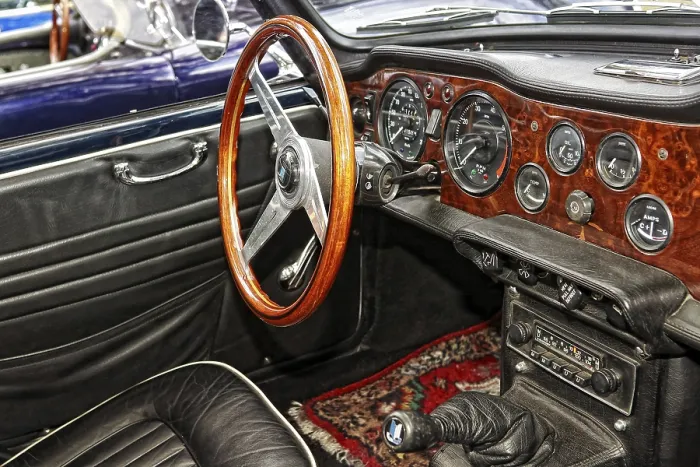 Framed Print : Classic car in the cockpit