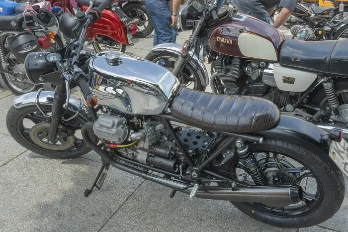 Framed Print : Classic car meeting, here MOTO GUZZI with chrome-plated tank