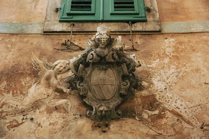 Framed Print : Classic outdoor bas-relief. Ancient statue on the walls of the old town of Kotor
