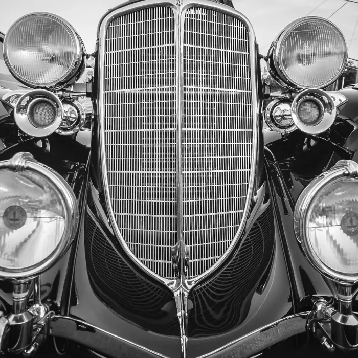 Framed Print : Classic vintage car details at a car show