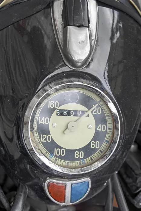 Framed Print : Classic vintage motorcycle speedometer at headlight Framed Print : Classic vintage motorcycle speedometer at headlight