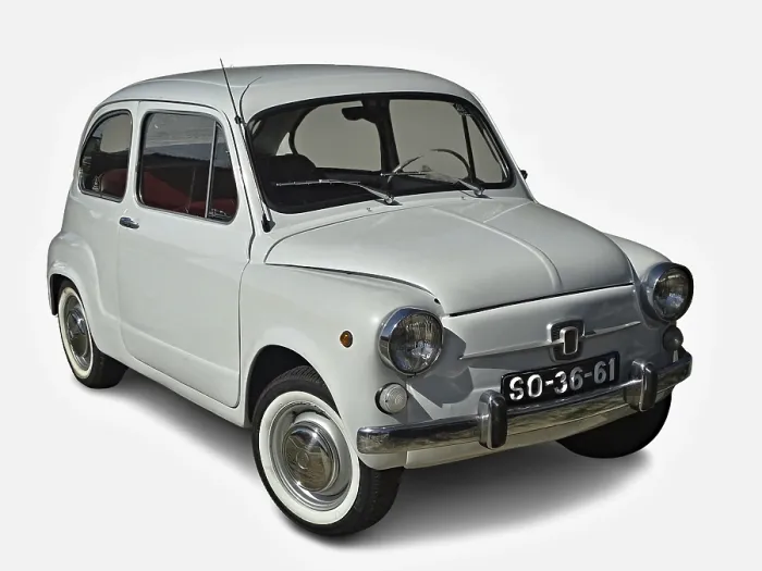 Framed Print : Classic white Fiat 600 parked on a white background Framed Print : Classic white Fiat 600 parked on a white background