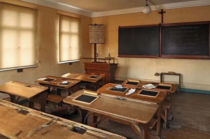 Framed Print : Classroom, 1935, in the schoolhouse