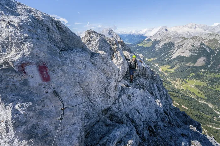 Framed Print : Climbers on the via ferrata on the ridge of Hohe Munde Framed Print : Climbers on the via ferrata on the ridge of Hohe Munde