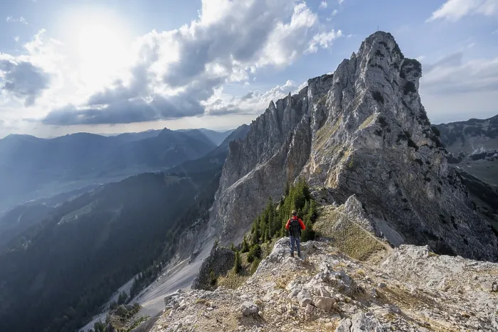 Framed Print : Climbers on the ridge between Rote Flueh and Schartschrofen