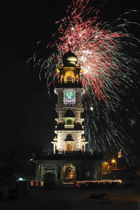 Framed Print : Clock tower and lots of crackers in the sky Framed Print : Clock tower and lots of crackers in the sky