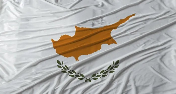 Framed Print : Close up of Cyprus flag waving
