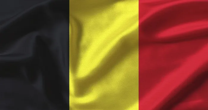 Framed Print : Close up of flag of Belgium with cloth texture