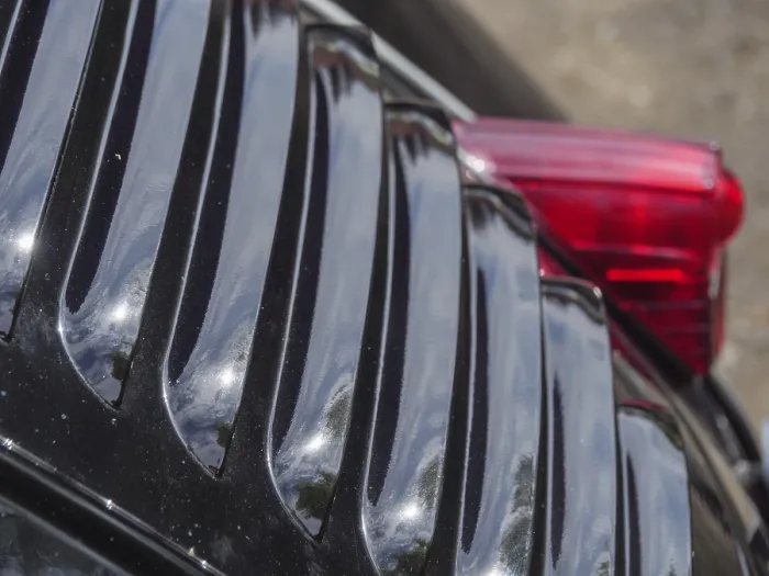 Framed Print : Close-up of a black vintage car