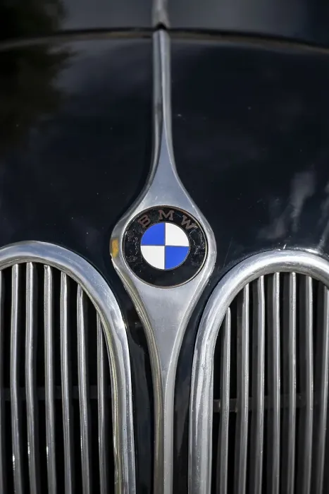 Framed Print : Close-up of a BMW classic car with company logo Framed Print : Close-up of a BMW classic car with company logo
