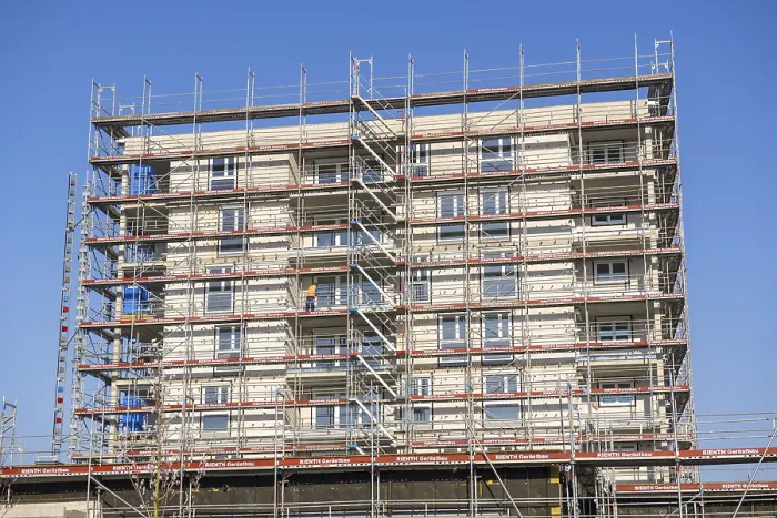 Framed Print : Close-up of a building under construction
