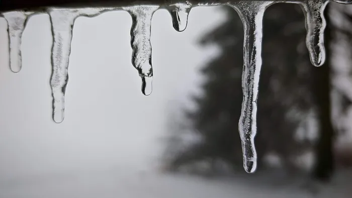 Framed Print : Close-up of icicles against snowy Framed Print : Close-up of icicles against snowy