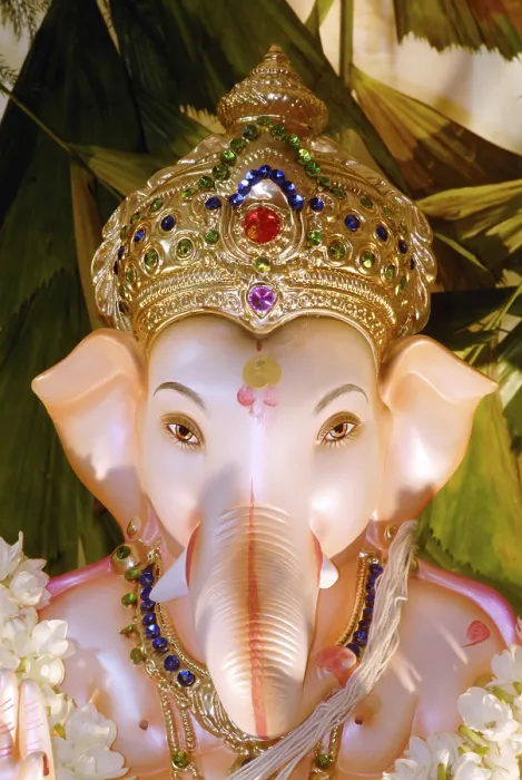 Framed Print : Close-up idol of lord Ganesh elephant headed god for Ganpati festival