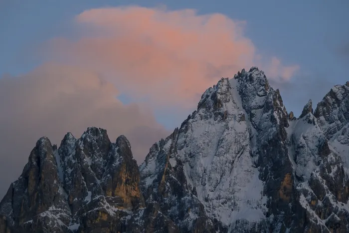 Framed Print : Close-up of mountain peaks of the Haunold Group in the evening light
