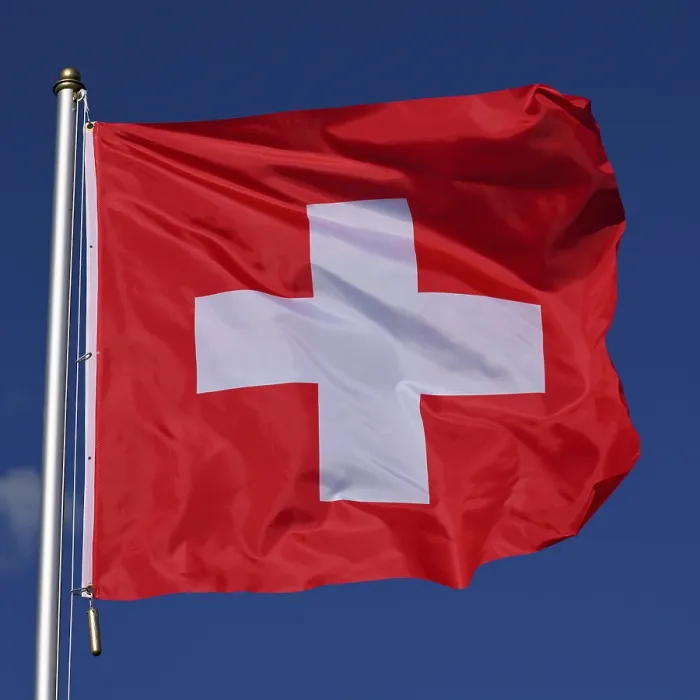 Framed Print : Close-up of the national flag of Switzerland
