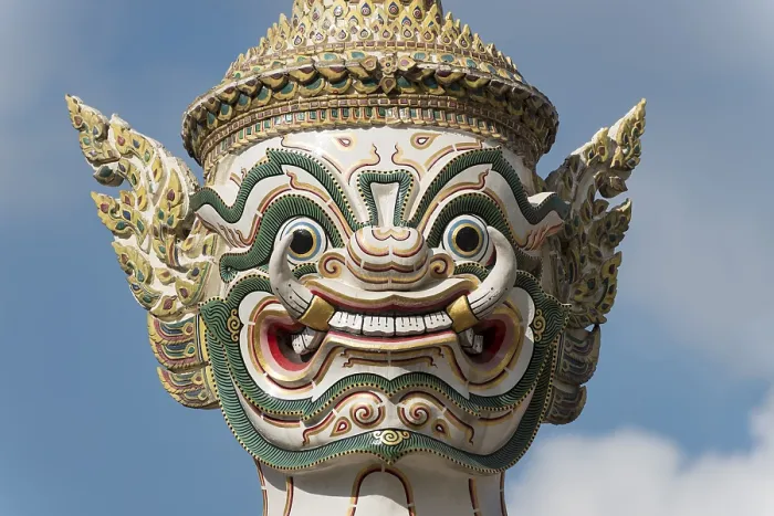 Framed Print : Close up, statue of giant Yaksha demon guarding gates of Grand Palace Framed Print : Close up, statue of giant Yaksha demon guarding gates of Grand Palace