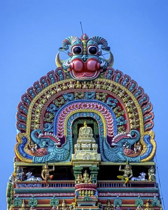 Framed Print : Close-up view Kasi Viswanathar Temple Rajagopuram Tower in Tenkasi