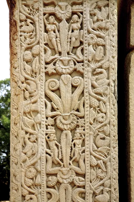 Framed Print : Close-up view of north gateway pillar of stupa 1 showing carving of human figures Framed Print : Close-up view of north gateway pillar of stupa 1 showing carving of human figures