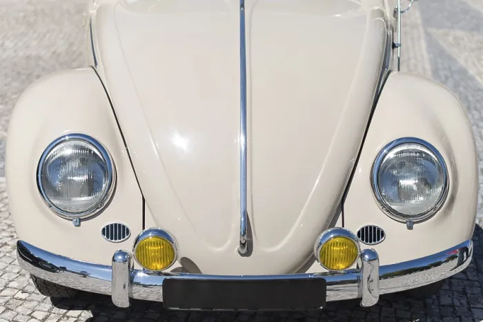 Framed Print : Close-up view of retro car headlight