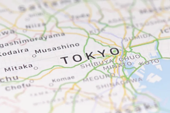 Framed Print : Closeup of Tokyo city map on the screen of a GPS device Framed Print : Closeup of Tokyo city map on the screen of a GPS device