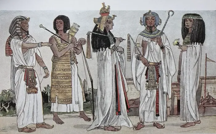 Framed Print : Clothing in Ancient Egypt, New Kingdom 1600-1100 BC from left