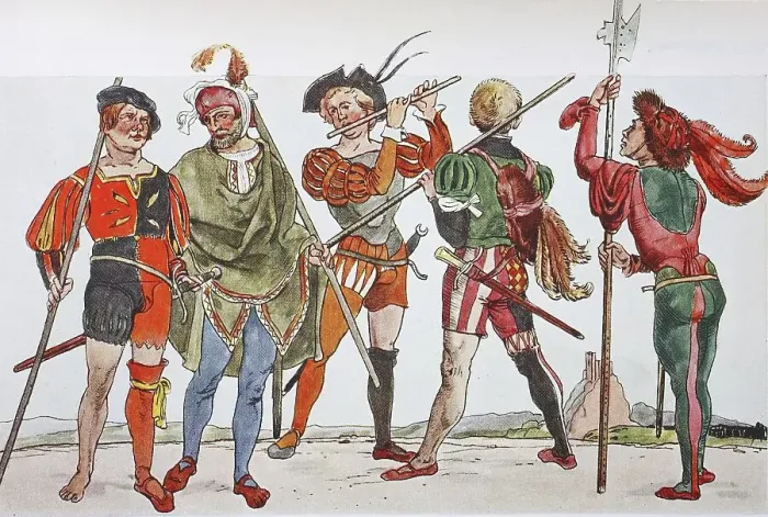 Framed Print : Clothing, c. 1500-1540, the slit uniform