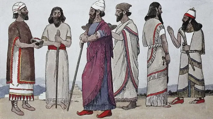 Framed Print : Clothing fashion in Assyria, 12th-7th c