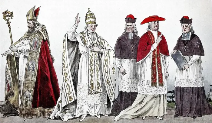 Framed Print : Clothing, fashion, costumes of bishops and popes from the 14th to 18th centuries
