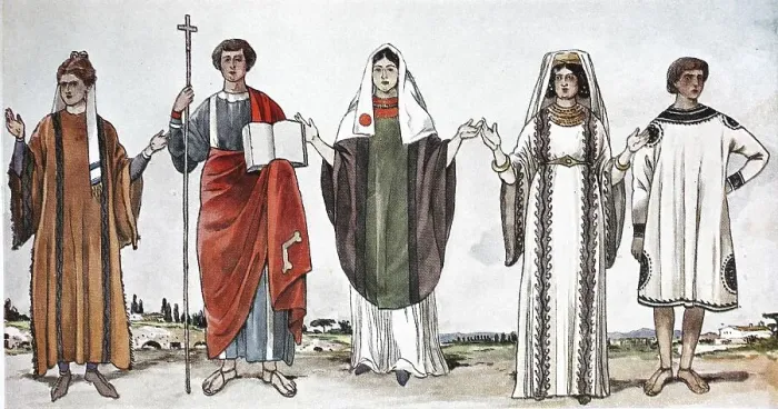 Framed Print : Clothing, fashion in early Christian times Framed Print : Clothing, fashion in early Christian times