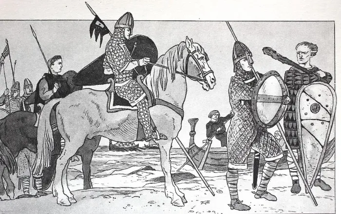 Framed Print : Clothing, fashion of the Norman and Anglo-Saxon warriors of the 11th to 14th centuries